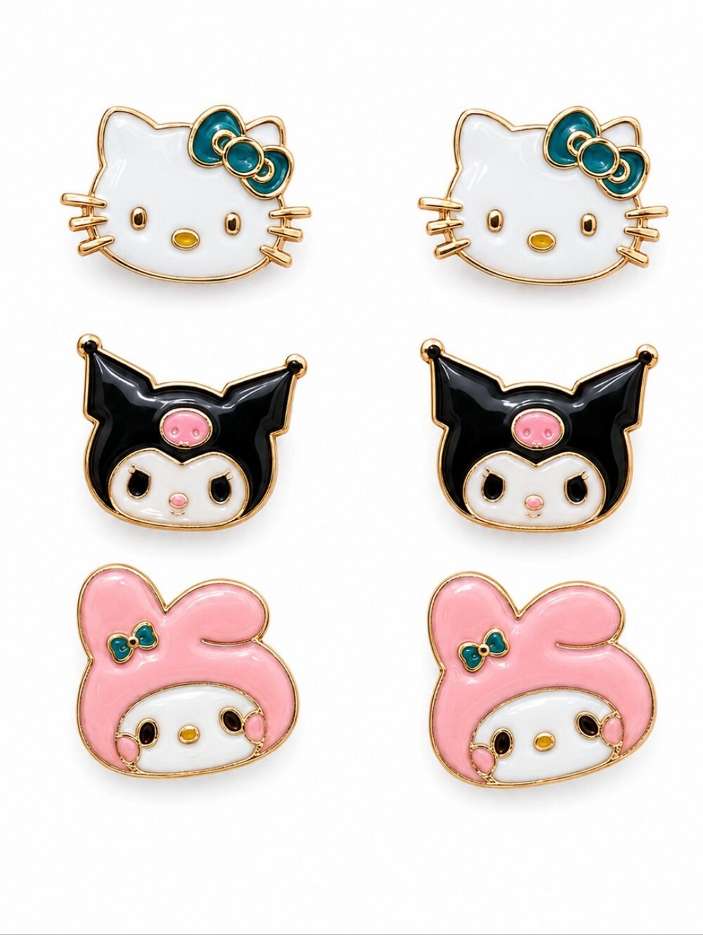 Sanrio Stud Earrings Set Hello Kitty Kuromi My Melody Kawaii Anime Jewelry